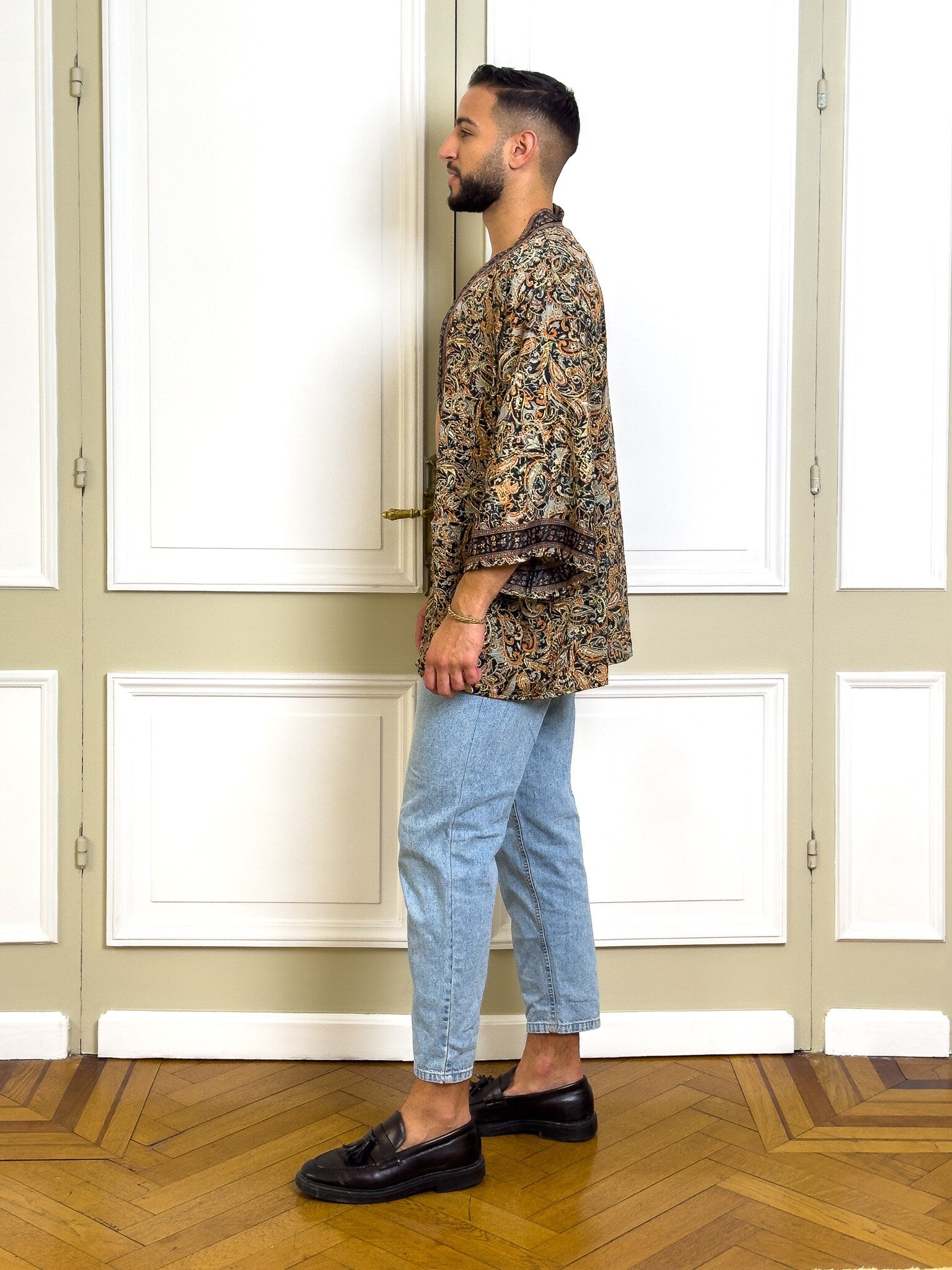 Veste kimono pour homme, veste cardigan, kimono en soie, kimono court, cadeau pour lui, cadeau de noël