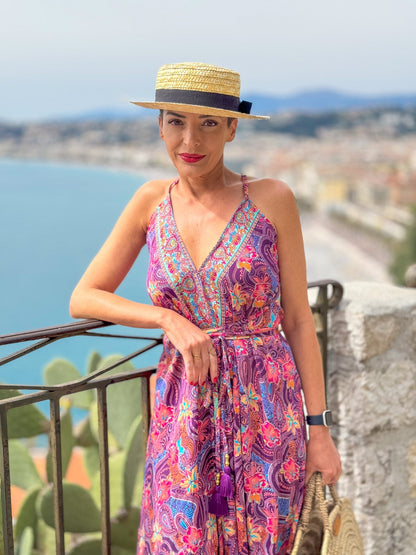 Silk backless dress / summer dress / one size / boho dress / Light dress / vintage dress
