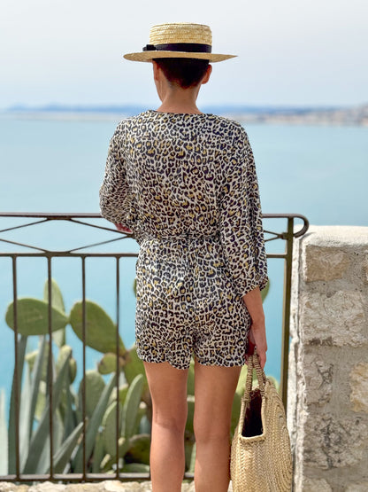 Silk kimono jumpsuit / jumpsuit with belt / summer silk jumpsuit / V-neck jumpsuit