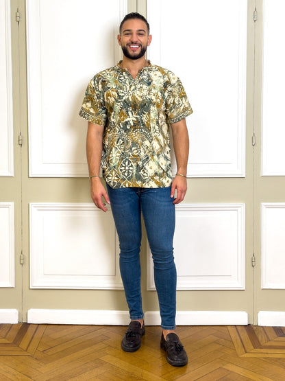 T-shirt Col Mao / T-shirt homme en soie / T-shirt col V / T-shirt ajusté en soie / vêtement pour homme / Cadeau pour lui