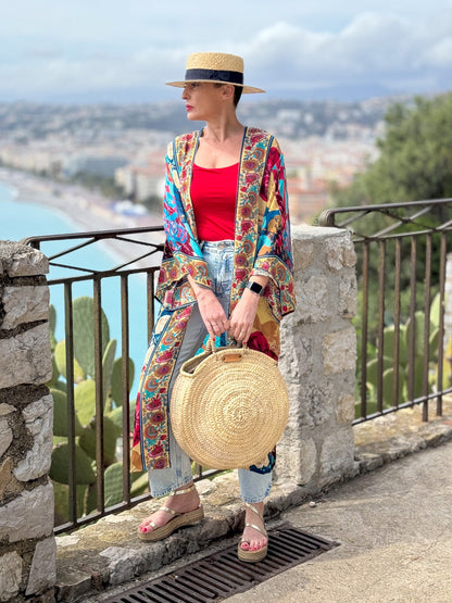 Combi-short kimono en soie / combi-short avec ceinture / combi-short en soie d’été / combi-short col V
