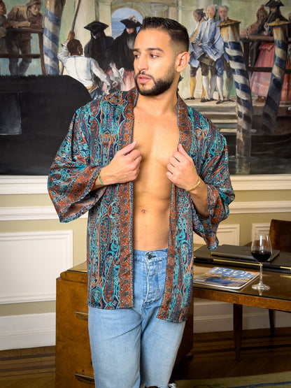 Men's kimono jacket, cardigan jacket, silk kimono, short kimono, gift for him, christmas gift