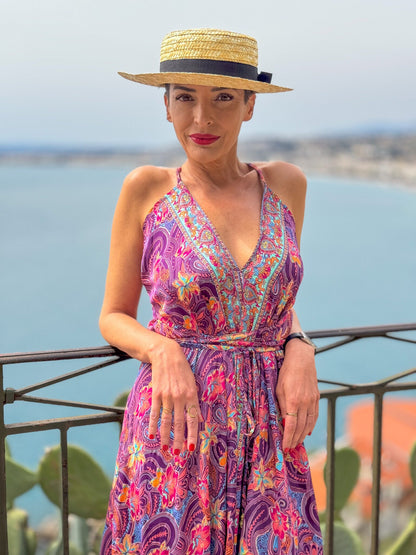 Silk backless dress / summer dress / one size / boho dress / Light dress / vintage dress