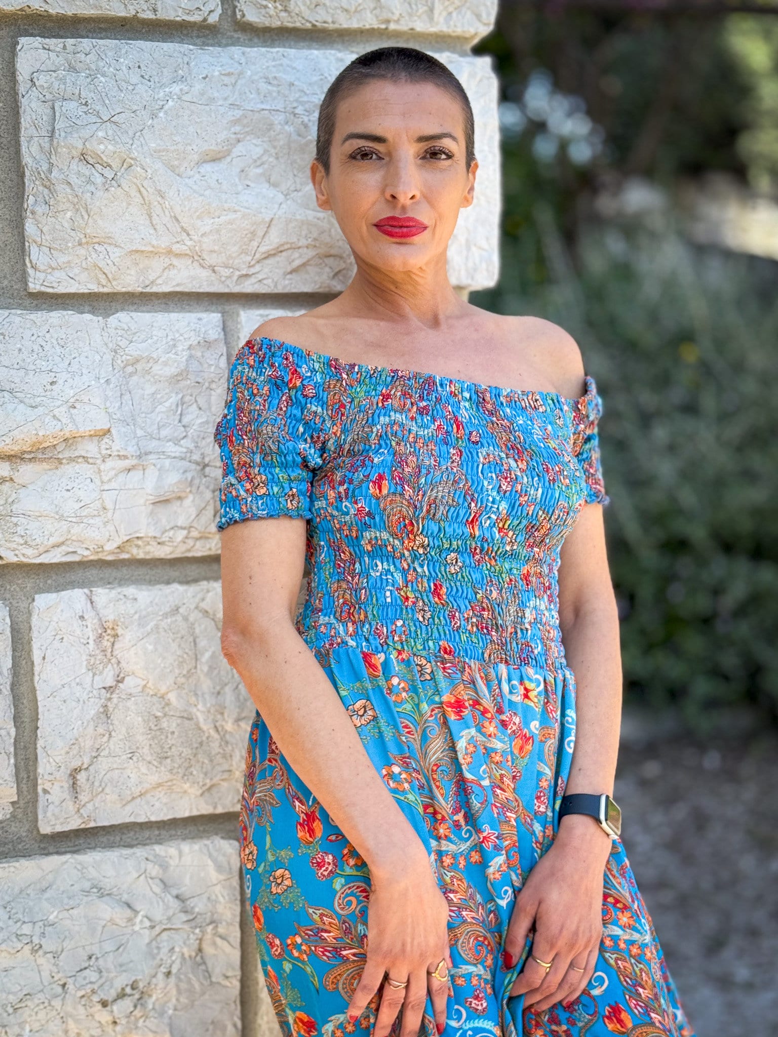 Bohemian silk dress / Silk smocked dress / Off the shoulder dress / summer dress / short sleeve dress