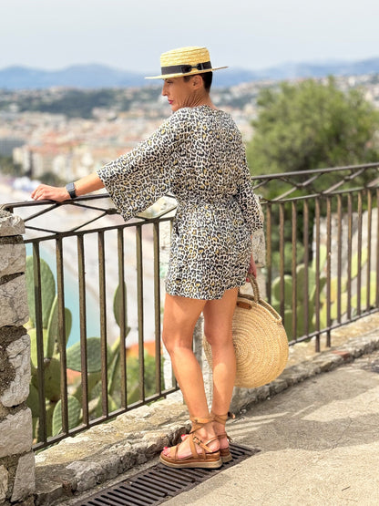 Silk kimono jumpsuit / jumpsuit with belt / summer silk jumpsuit / V-neck jumpsuit