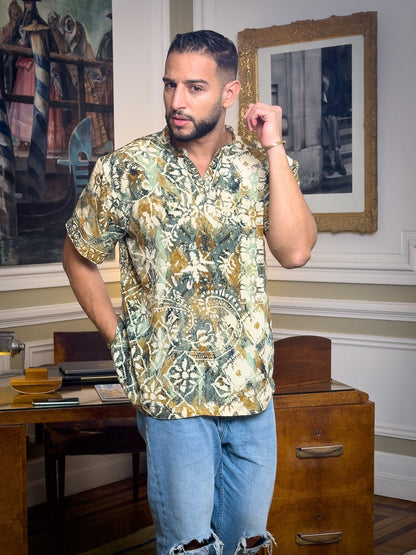 T-shirt Col Mao / T-shirt homme en soie / T-shirt col V / T-shirt ajusté en soie / vêtement pour homme / Cadeau pour lui