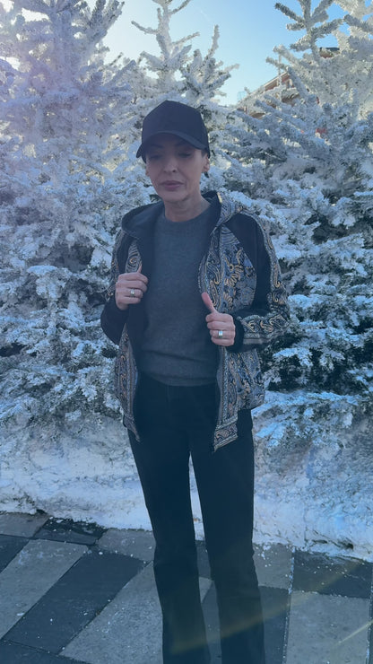 Vintage Reversible Winter Jacket - Reversible Hooded Jacket - Vintage Bomber - Reversible Bomber - Gift for Her