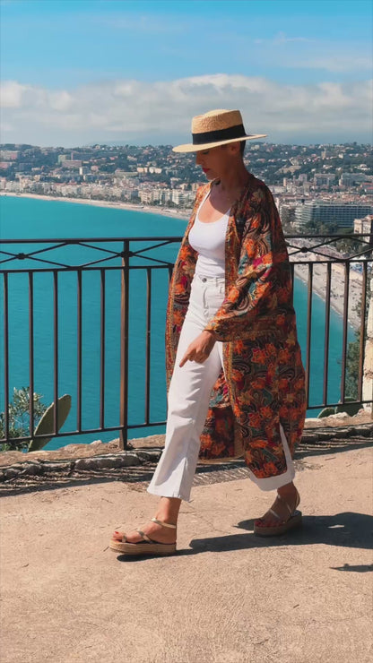 Kimono en soie, Kimono vintage, kimono bohème,  Robe d'intérieur, Cadeau de Noël, Cadeaux pour elle.