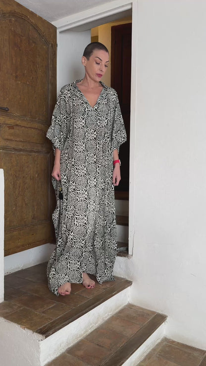 Modern Oversize Silk Kaftan Maxi Dress, Silk Dress, Loose Dress, Home Dress, Plus Size Dress, Christmas Gift
