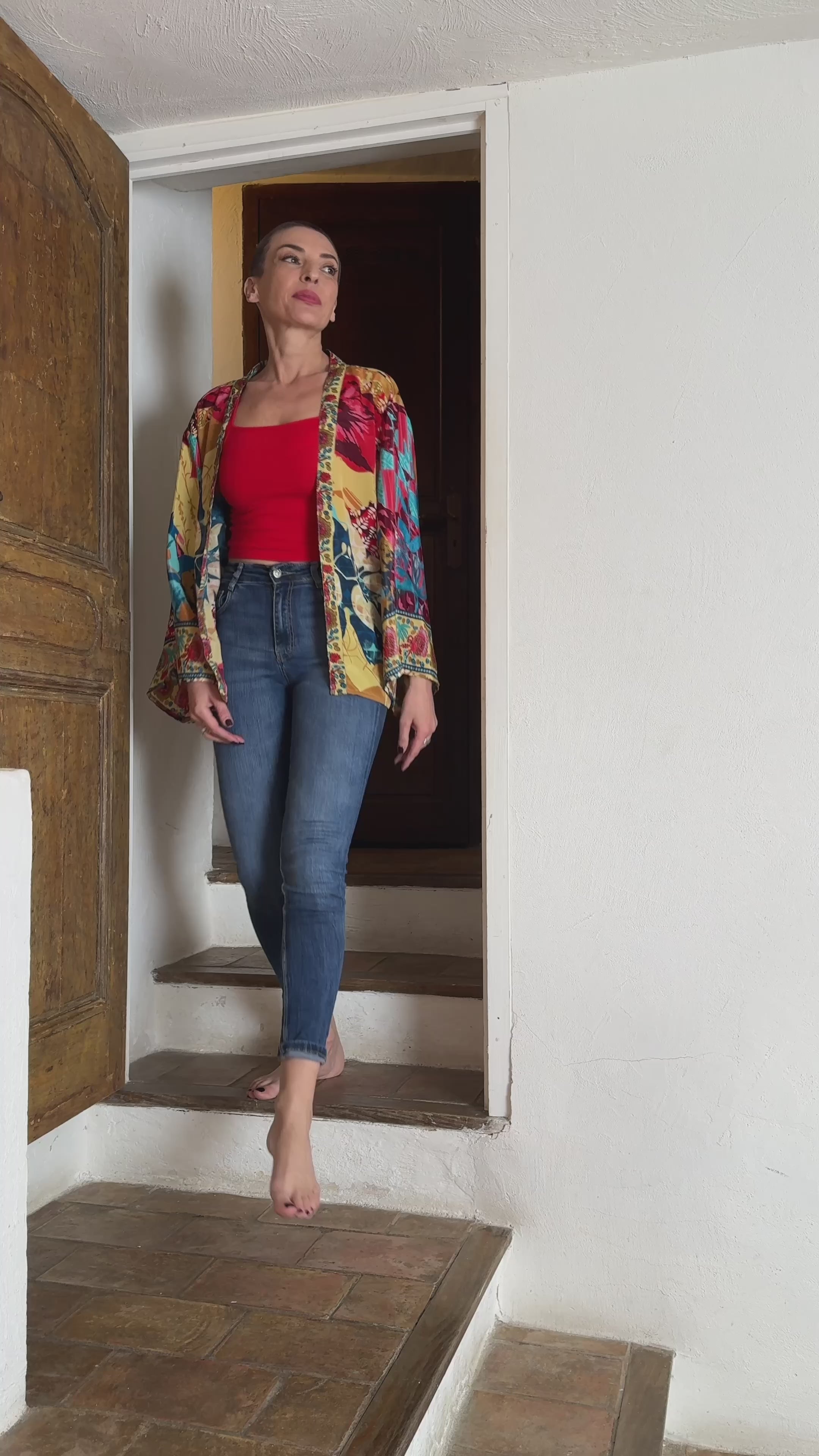 Veste kimono en soie, veste cardigan, kimono vintage, veste bohème, cadeau de Noël, cadeau pour elle.