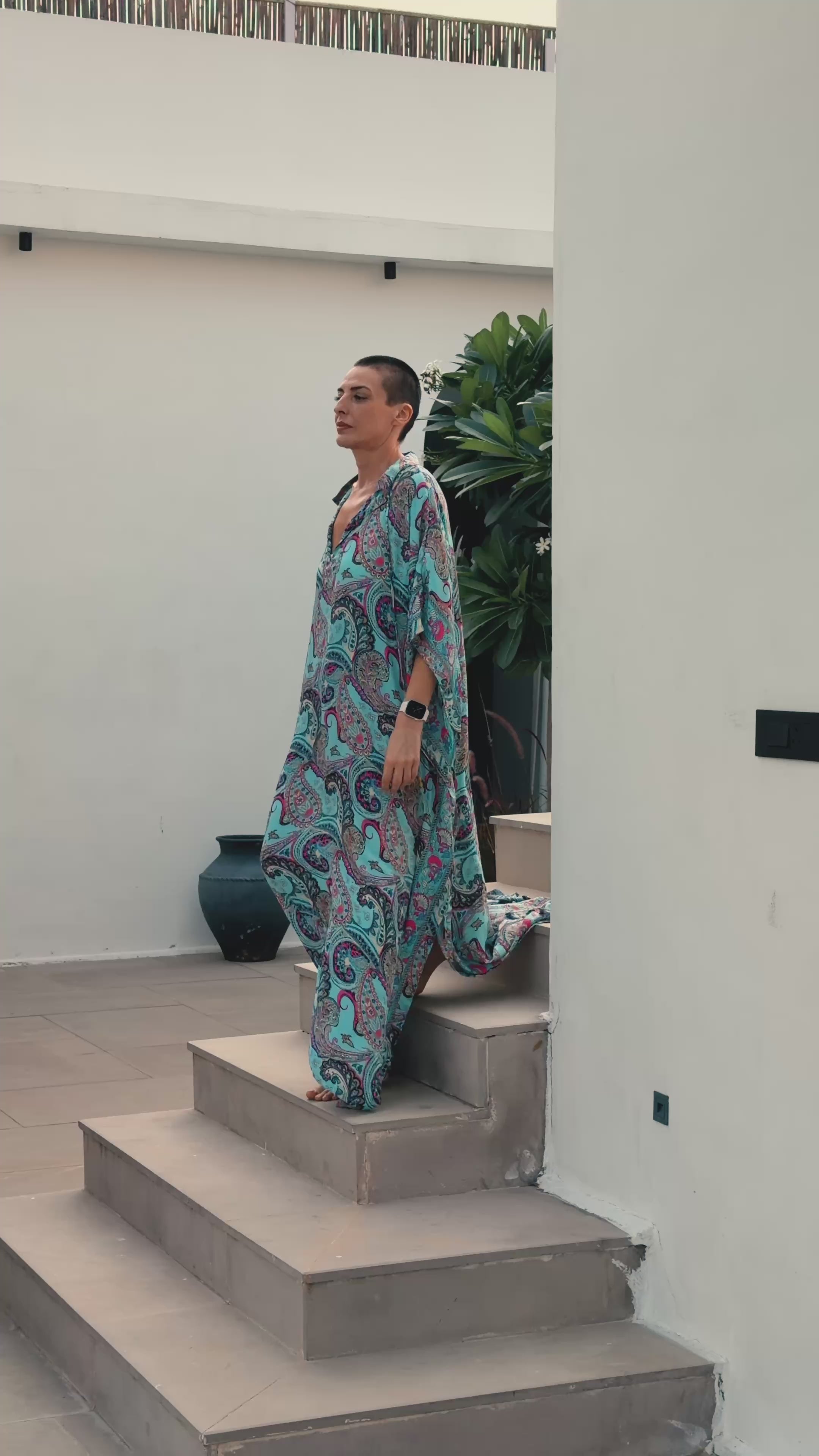 Maxi Kaftan en soie oversize – robe ample longue - robe d’intérieur grande taille fluide