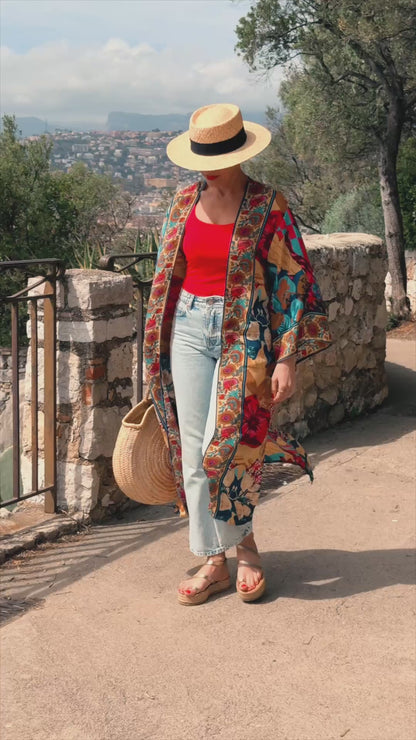 Combi-short kimono en soie / combi-short avec ceinture / combi-short en soie d’été / combi-short col V