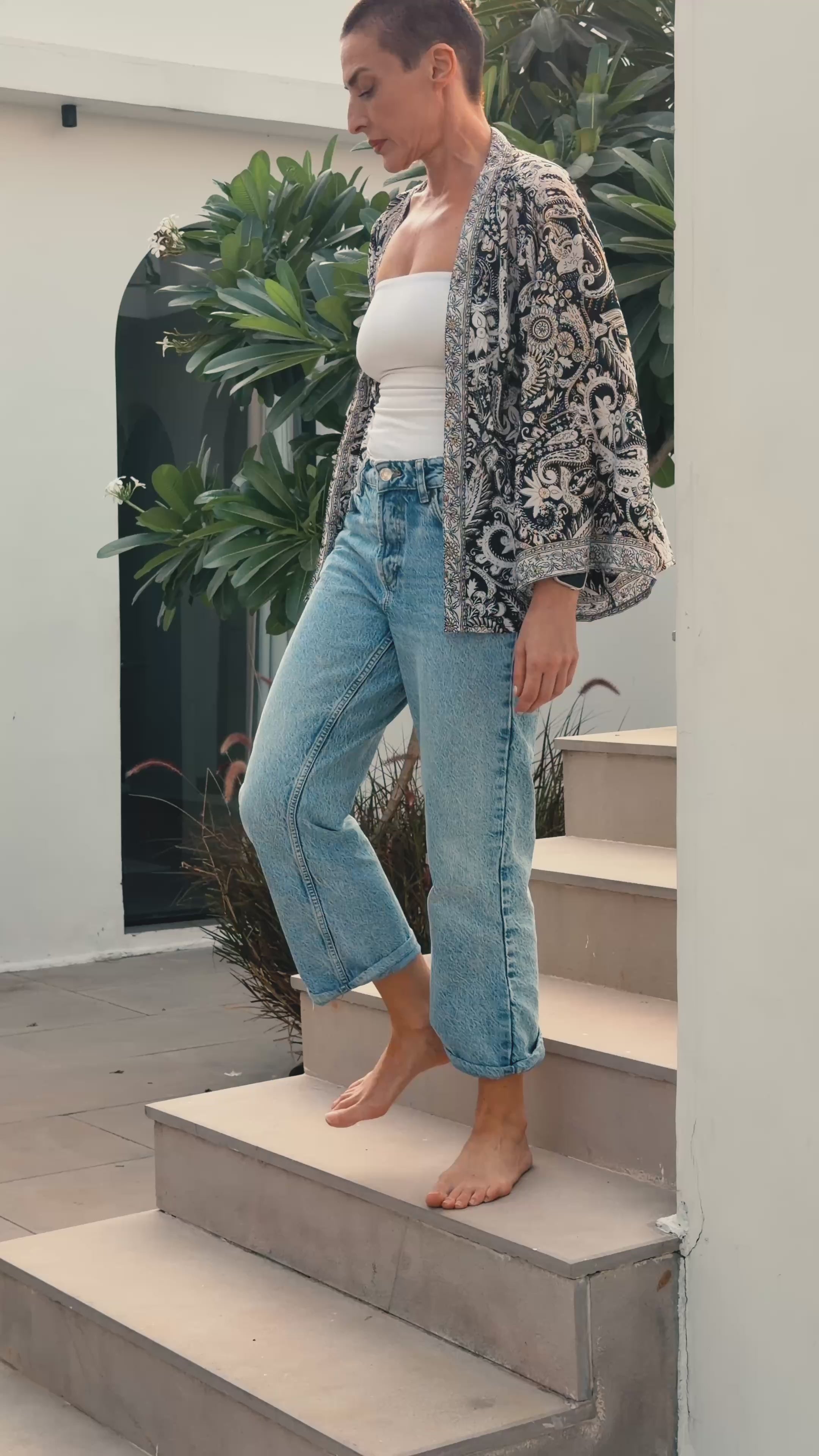 Veste kimono en soie vintage – veste courte ouverte femme  – veste bohème chic