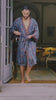 Men’s silk and rayon kimono shown worn, front and back