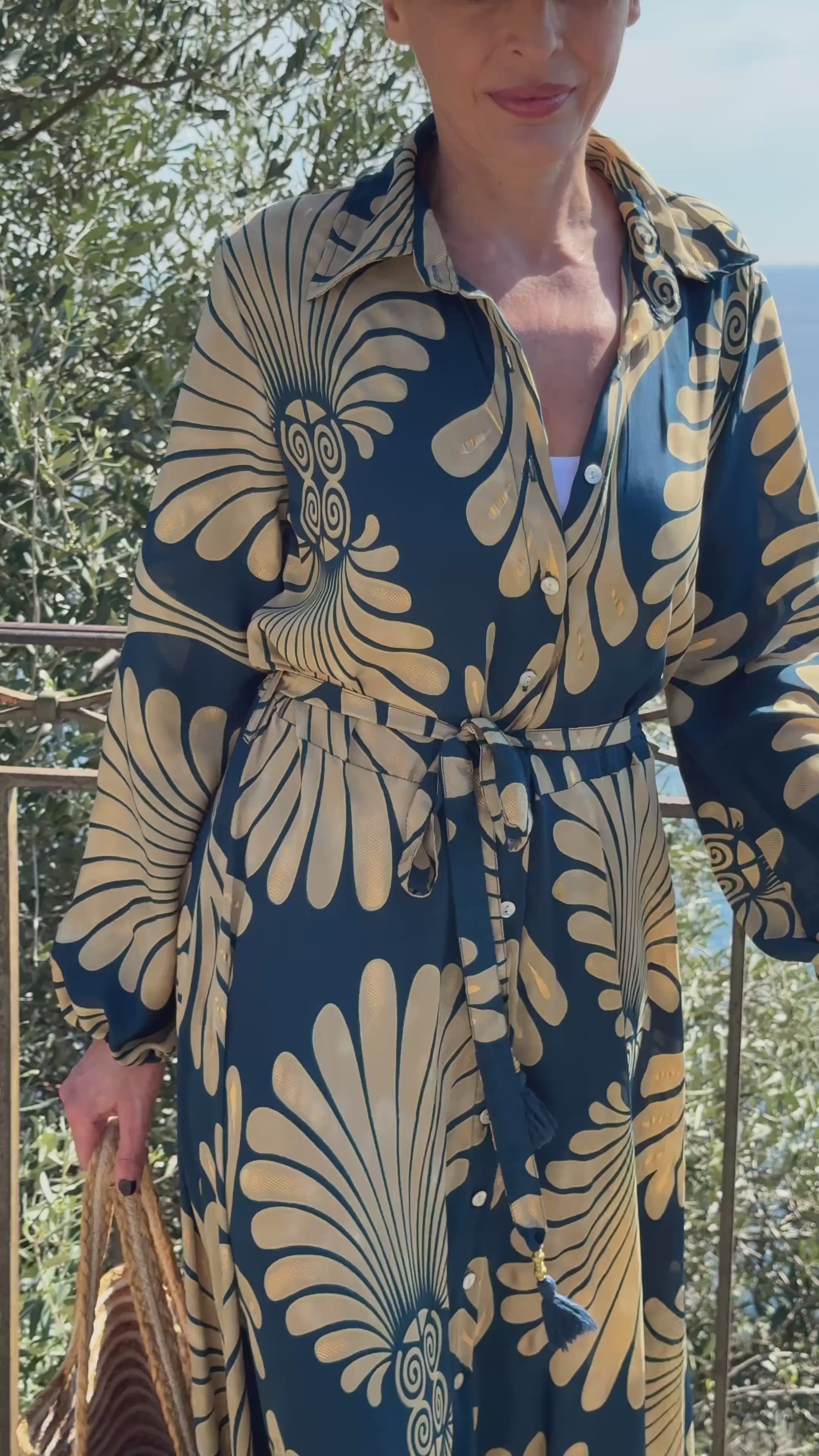 Vintage Long Silk Dress with Belt – Flowy Shirt Dress – Boho Summer Dress – Retro Button-Down Dress – Casual Silk Dress