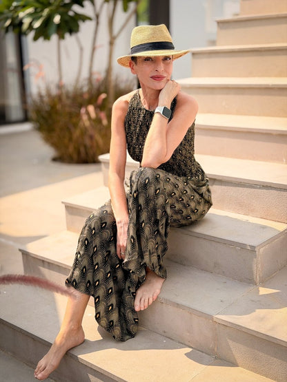 Reversible Vintage Silk Maxi Dress – Light Boho Dress with Pockets
