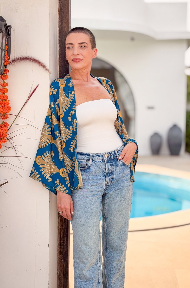 Vintage silk kimono jacket – short open jacket women – boho chic style
