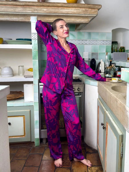 Ensemble pyjama en soie pour femme - Ensemble pour la maison en soie - ensemble loungewear en soie - Ensemble de détente en soie