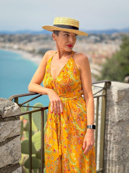 Silk backless dress / summer dress / one size / boho dress / Light dress / vintage dress