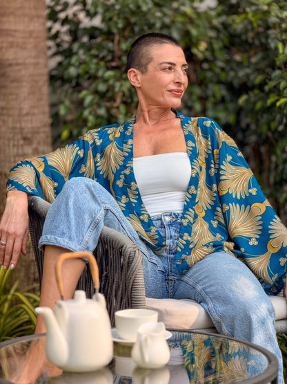 Vintage silk kimono jacket – short open jacket women – boho chic style