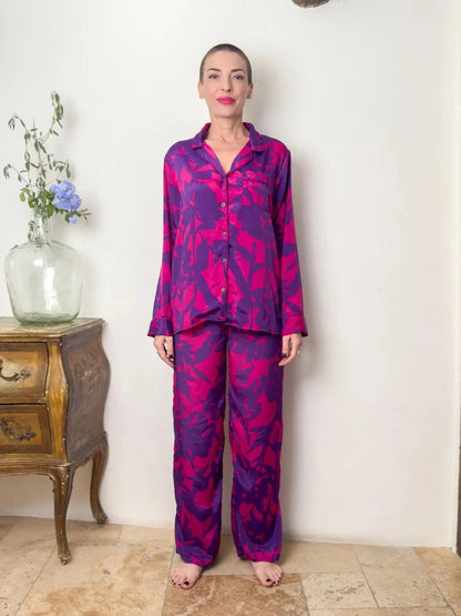 Ensemble pyjama en soie pour femme - Ensemble pour la maison en soie - ensemble loungewear en soie - Ensemble de détente en soie