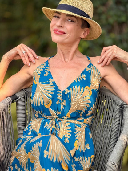 Silk backless dress – Boho summer style – Cross back straps