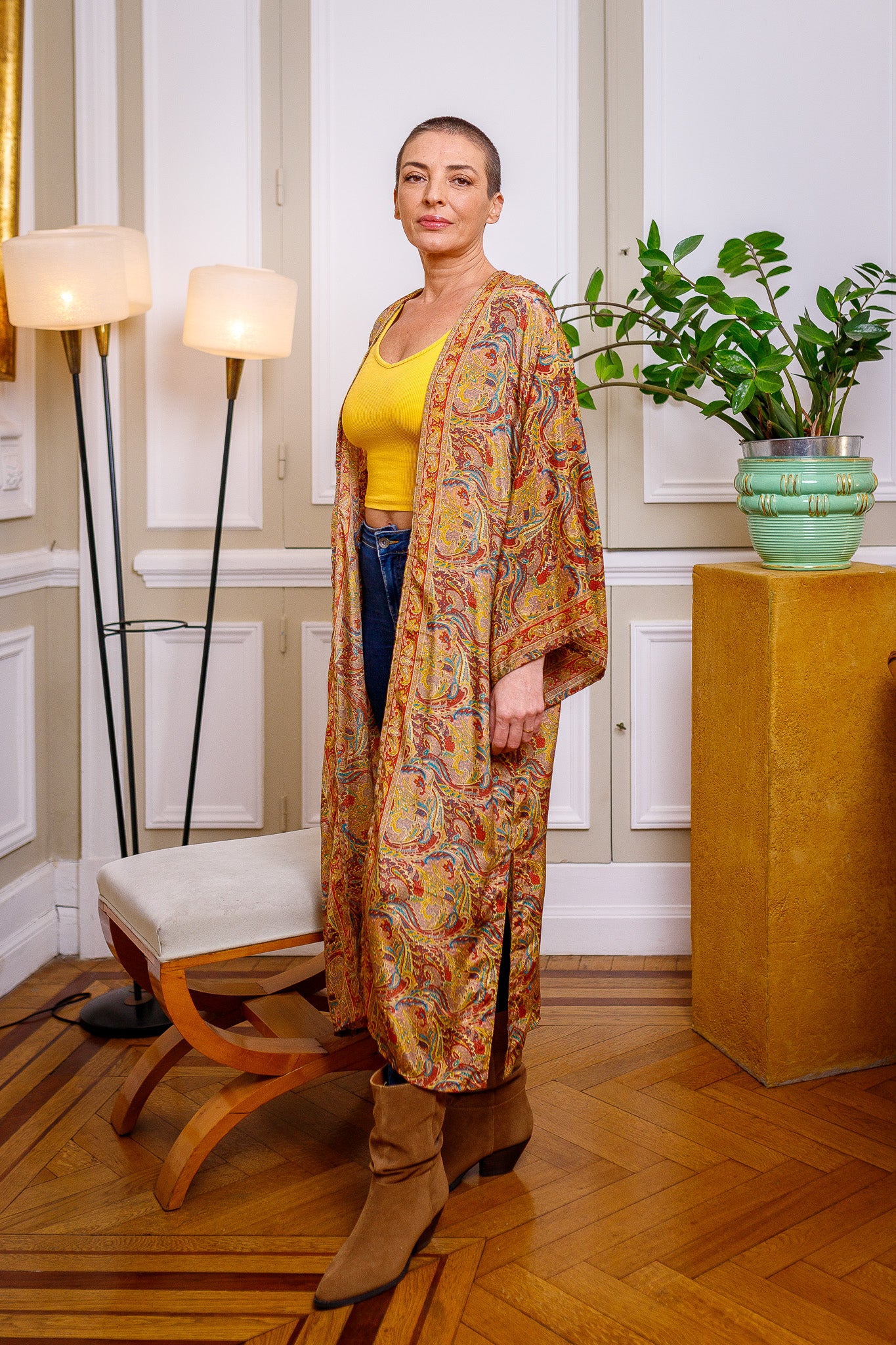 Woman silk kimono, Vintage kimono, Boho kimono, Silk dressing gown