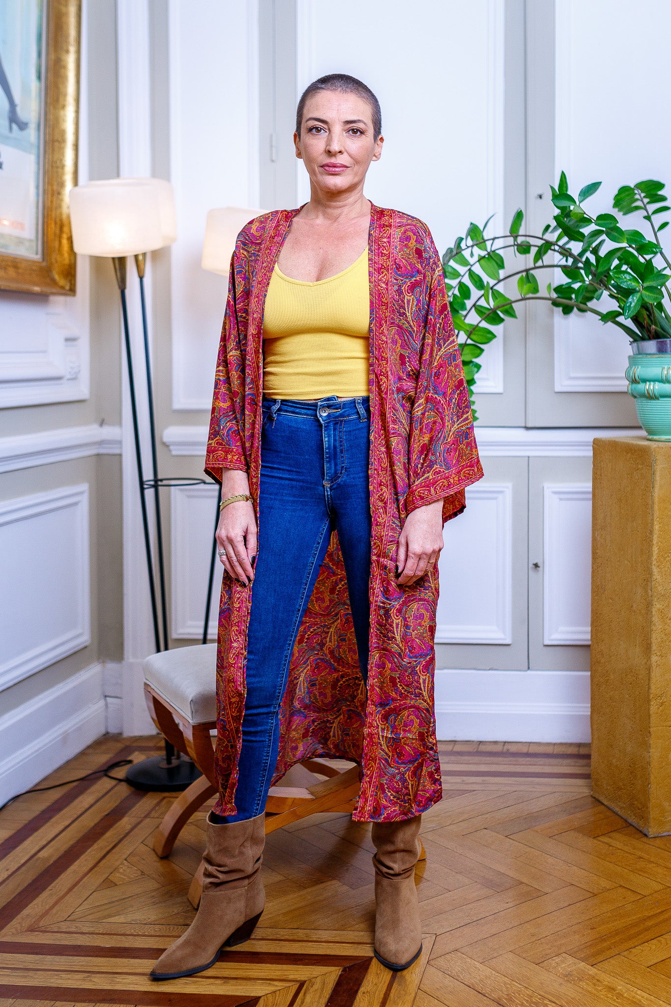 Woman silk kimono, Vintage kimono, Boho kimono, Silk dressing gown