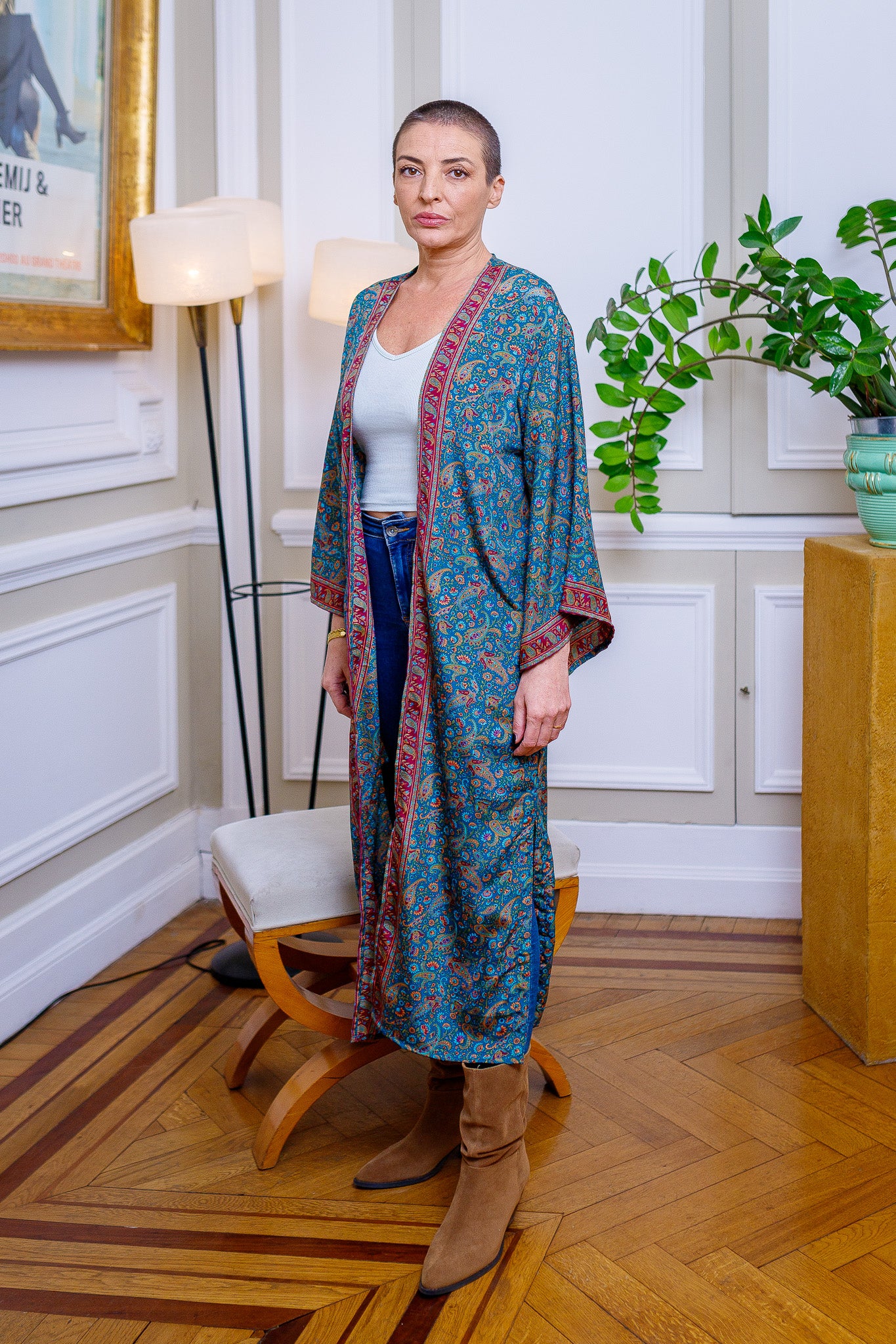 Woman silk kimono, Vintage kimono, Boho kimono, Silk dressing gown