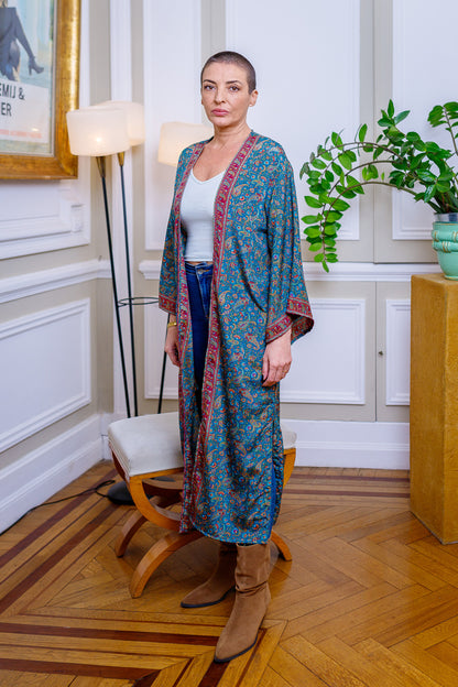 Woman silk kimono, Vintage kimono, Boho kimono, Silk dressing gown