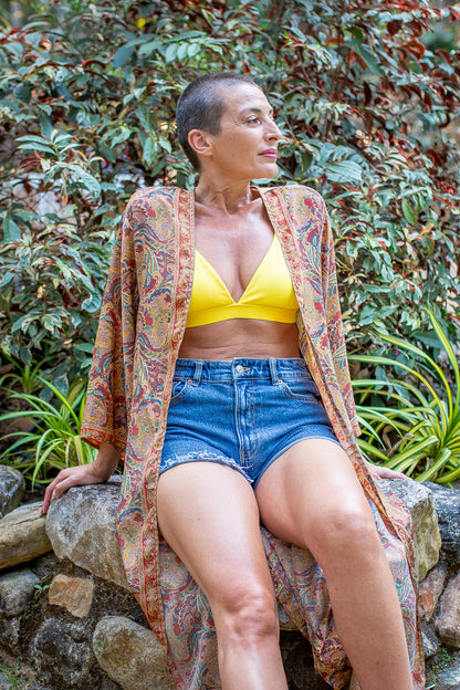 Woman silk kimono, Vintage kimono, Boho kimono, Silk dressing gown
