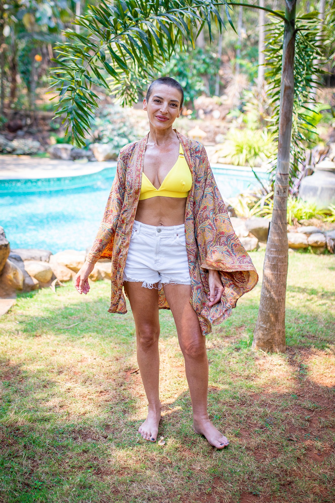 Silk short kimono, sil kimono with belt, vintage kimono, boho kimono, dressing gown