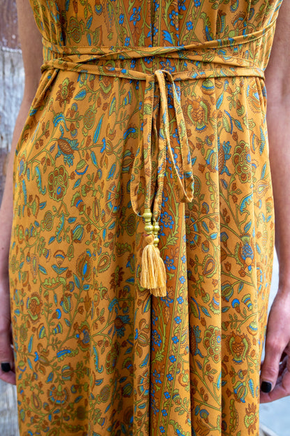Silk backless dress / summer dress / one size / boho dress / light dress / vintage dress