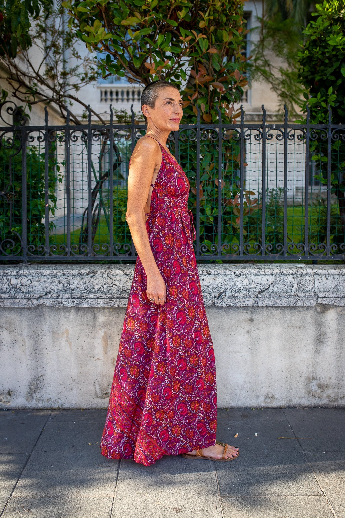 Silk backless dress / summer dress / one size / boho dress / light dress / vintage dress