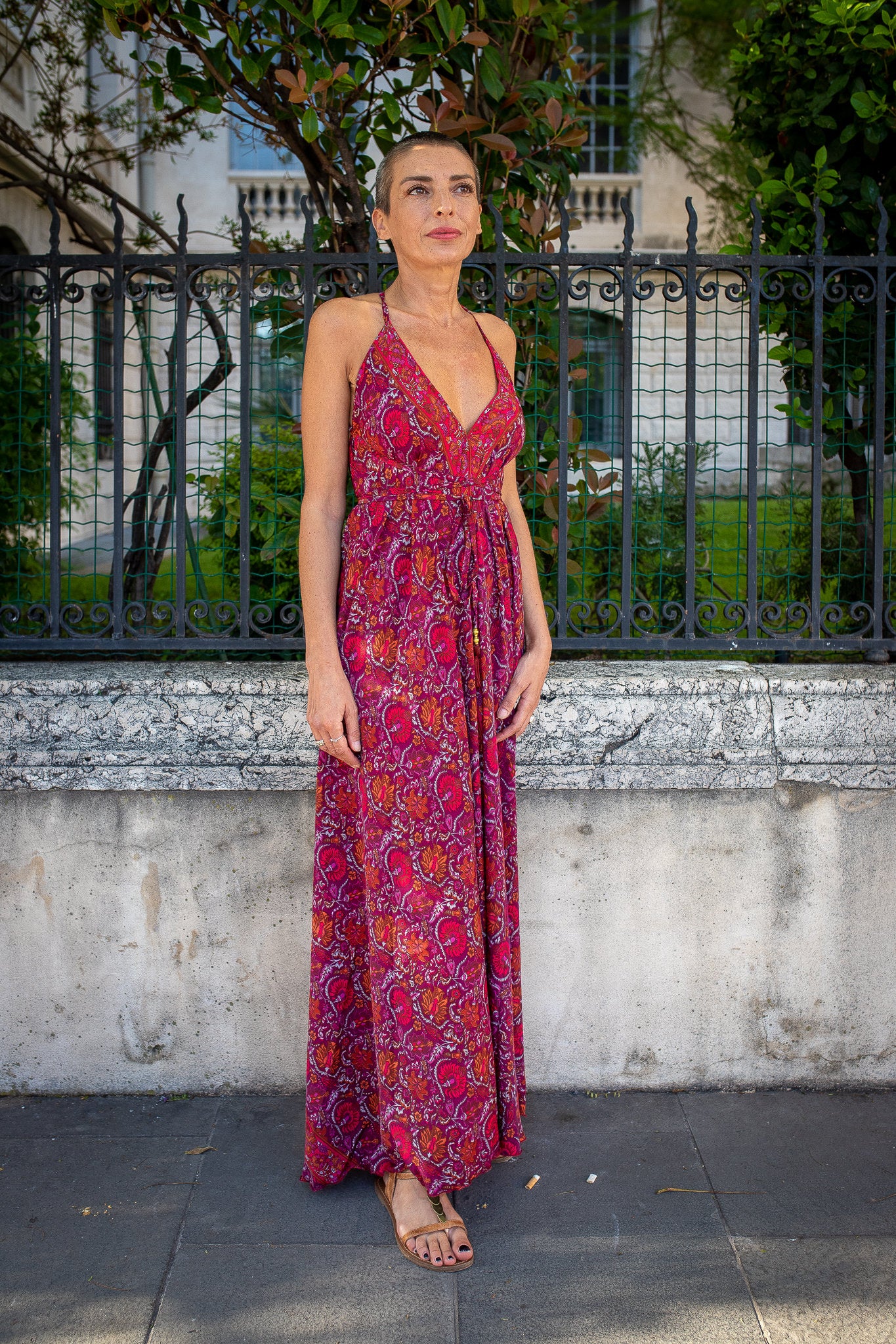 Silk backless dress / summer dress / one size / boho dress / light dress / vintage dress