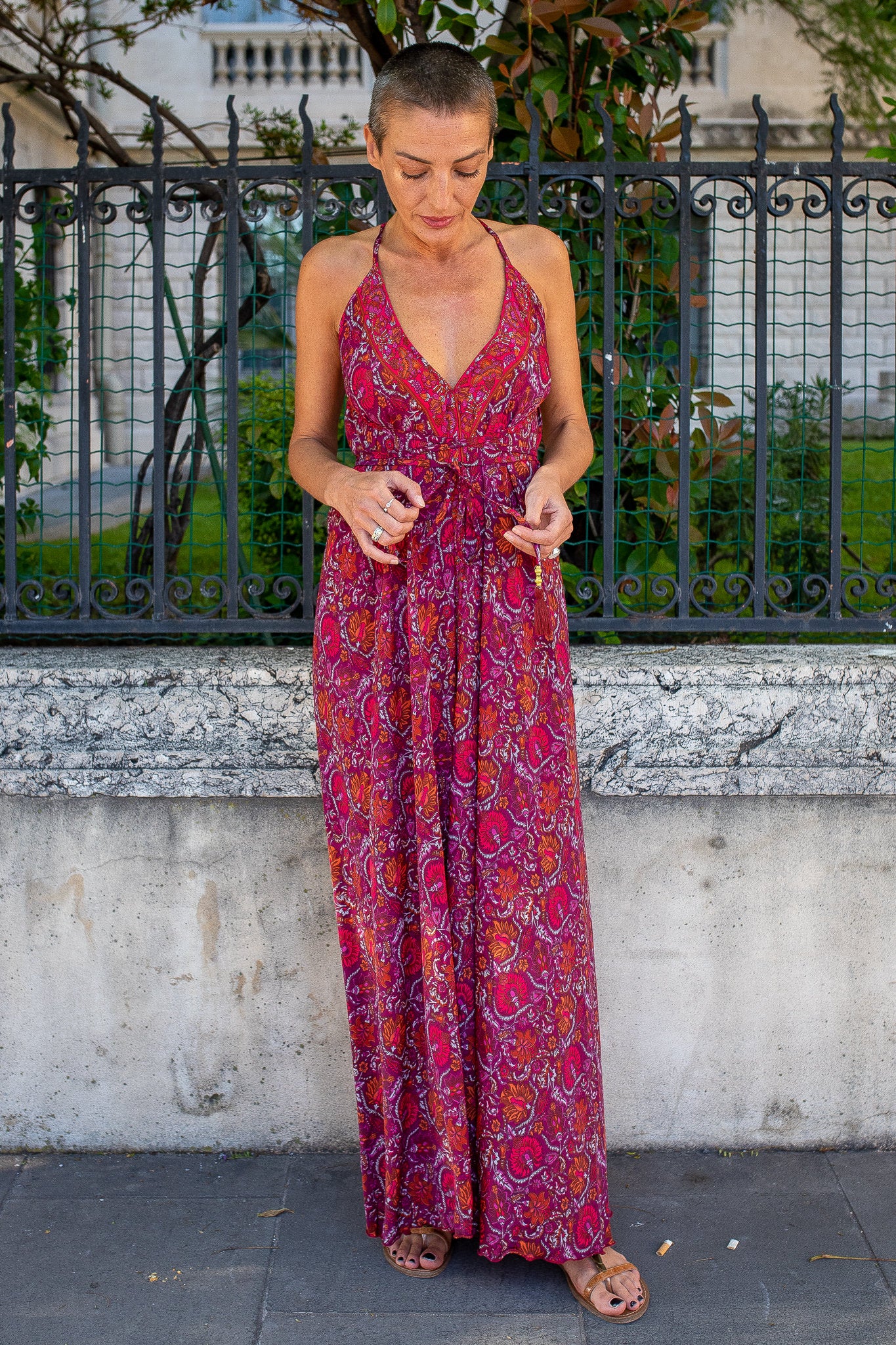Silk backless dress / summer dress / one size / boho dress / light dress / vintage dress