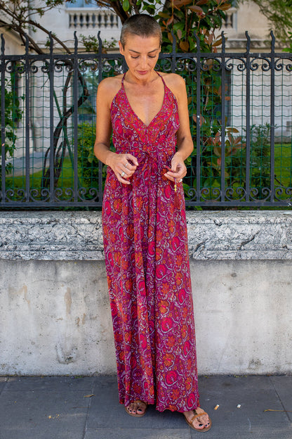 Silk backless dress / summer dress / one size / boho dress / light dress / vintage dress