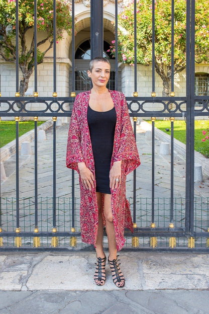 Woman silk kimono, Vintage kimono, Boho kimono, Silk dressing gown
