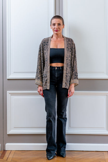 Silk kimono jacket, cardigan jacket, vintage kimono, bohemian jacket