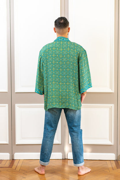 Men's kimono jacket, cardigan jacket, silk kimono, short kimono