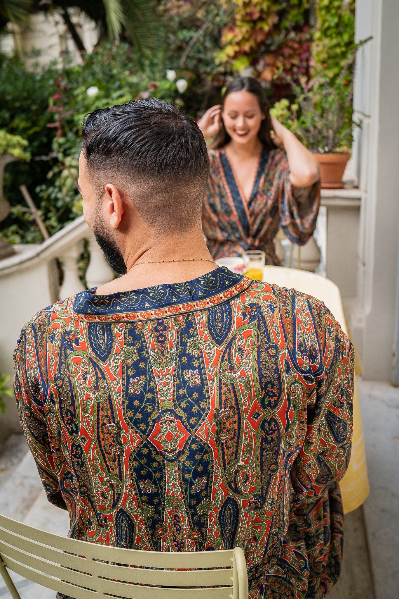 Silk boho men's kimono, kimono for him, silk bathrobe, dressing gown