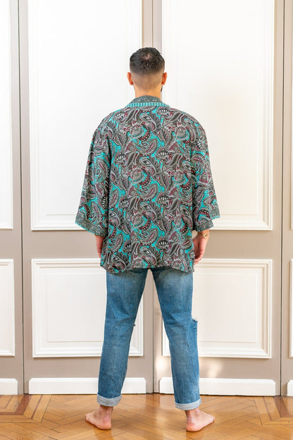 Men's kimono jacket, cardigan jacket, silk kimono, short kimono