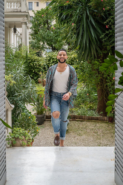 Men's kimono jacket, cardigan jacket, silk kimono, short kimono