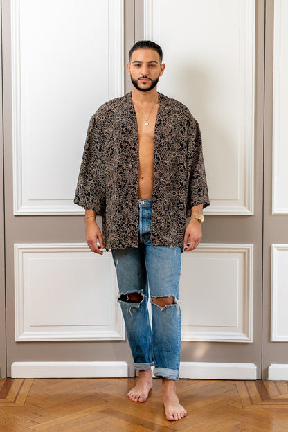 Men's kimono jacket, cardigan jacket, silk kimono, short kimono