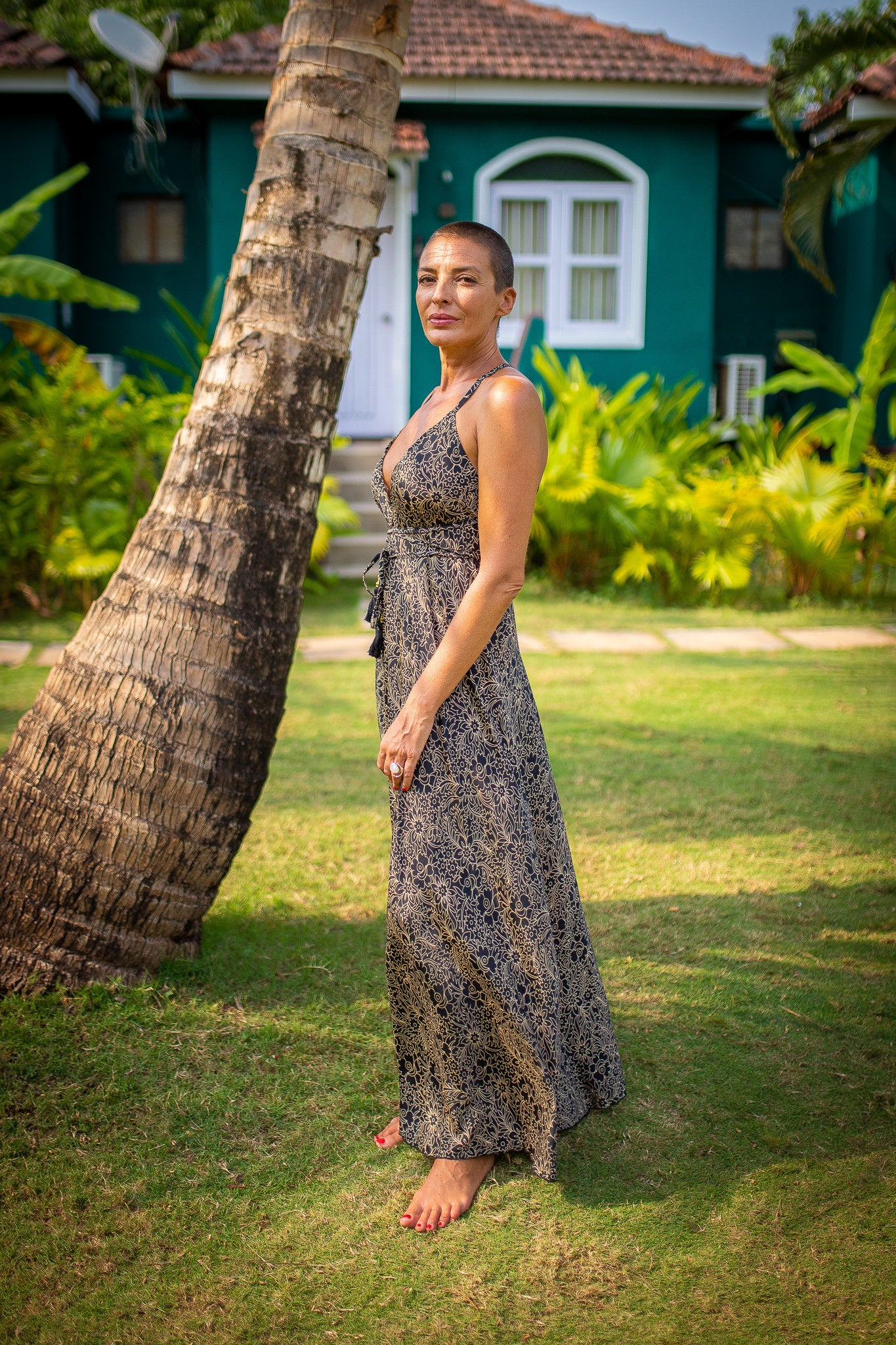 Silk backless dress / summer dress / one size / boho dress / light dress / vintage dress