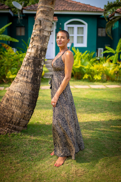 Silk backless dress / summer dress / one size / boho dress / light dress / vintage dress