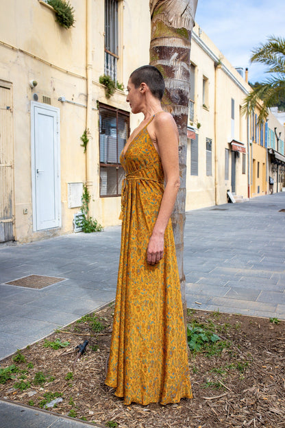 Silk backless dress / summer dress / one size / boho dress / light dress / vintage dress