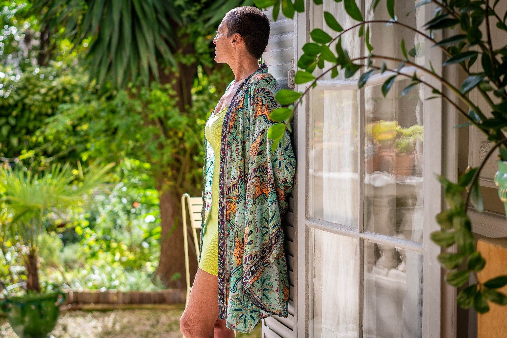 Silk short kimono, sil kimono with belt, vintage kimono, boho kimono, dressing gown