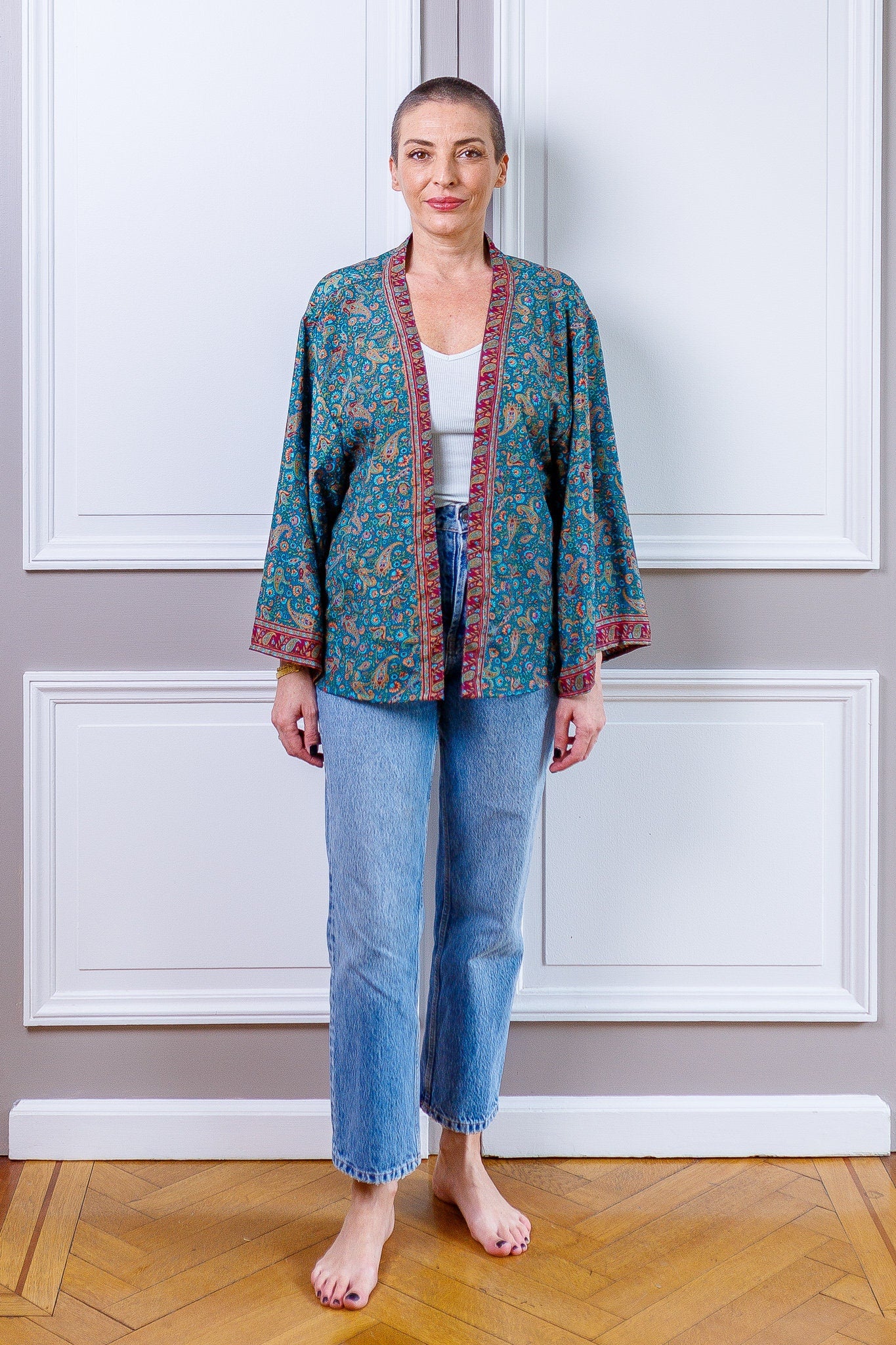 Silk kimono jacket, cardigan jacket, vintage kimono, bohemian jacket