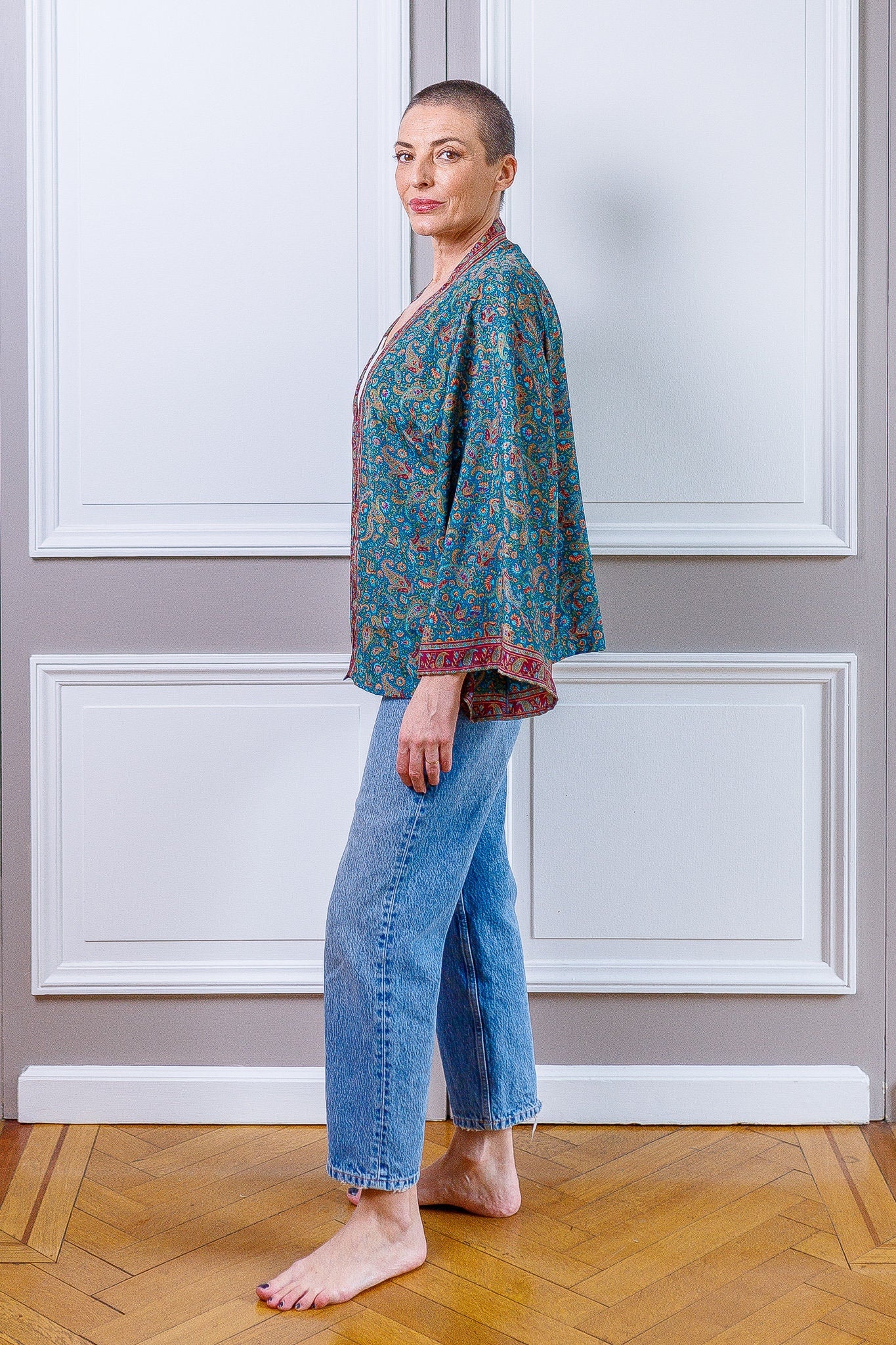 Silk kimono jacket, cardigan jacket, vintage kimono, bohemian jacket